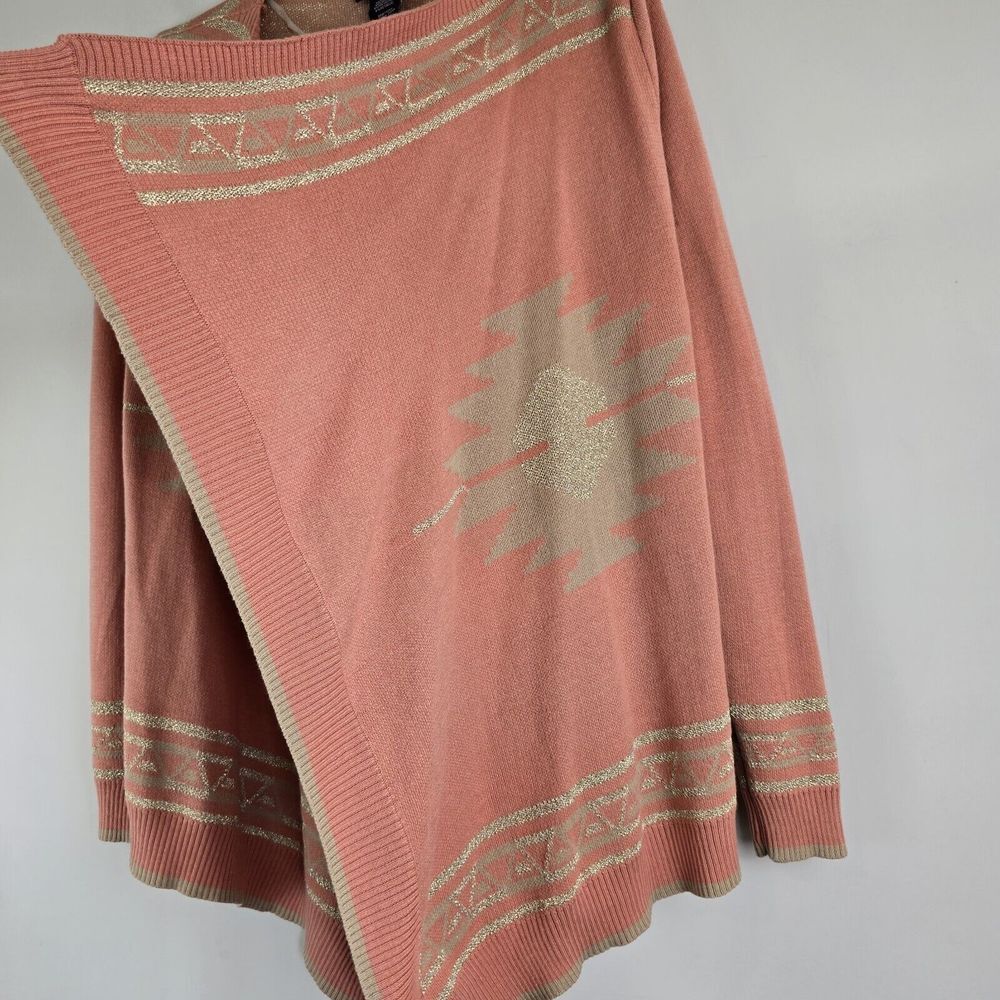 Hooked Up by I.O.T.  Sweater Medium Cardigan Women Pwach Aztec‎ Sparkly.D53 - Picture 4 of 12